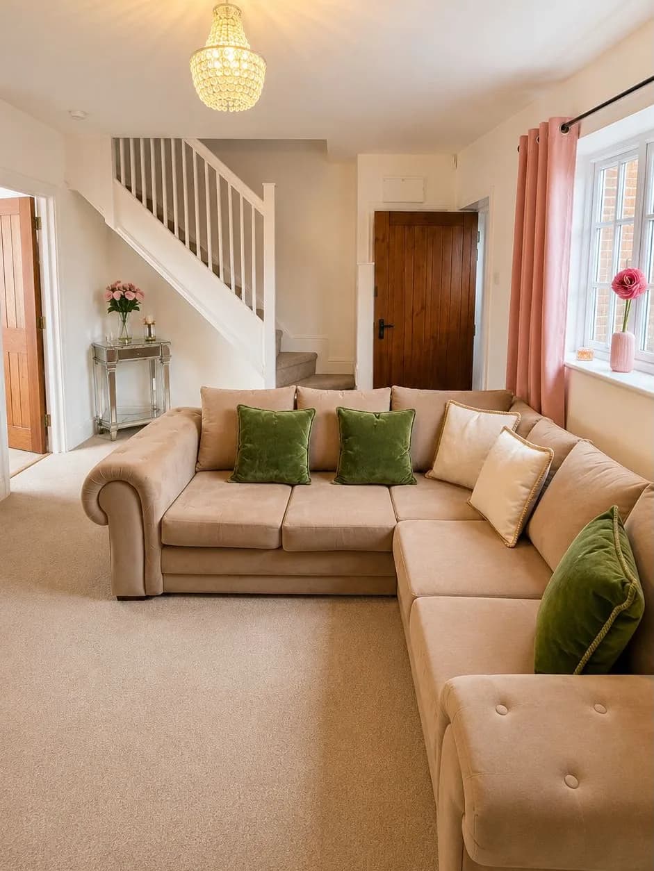 The sitting room at the foot of the stairs inside Cherry Tree House.